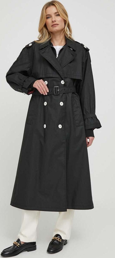 Czarny płaszcz Tommy Hilfiger przejściowa z bawełny w stylu klasycznym