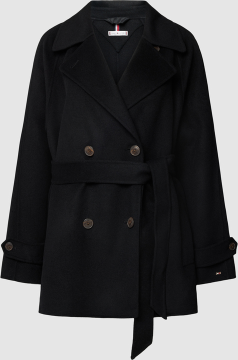 Czarny płaszcz Tommy Hilfiger w stylu casual