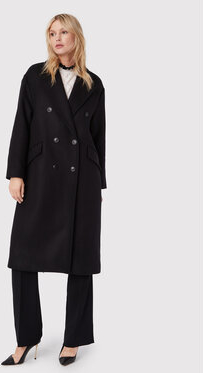 Czarny płaszcz Twinset z wełny w stylu casual przejściowa