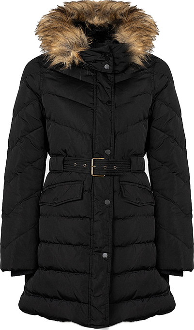 Czarny płaszcz ubierzsie.com w stylu casual z tkaniny