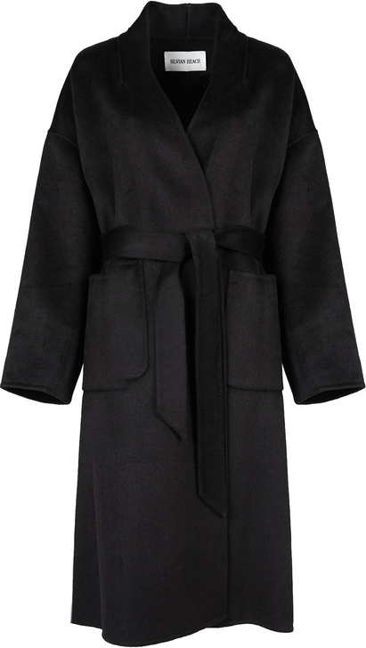 Czarny płaszcz ubierzsie.com z dzianiny w stylu casual
