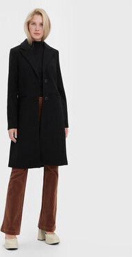 Czarny płaszcz Vero Moda bez kaptura w stylu casual taliowana