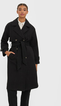 Czarny płaszcz Vero Moda w stylu casual bez kaptura przejściowa