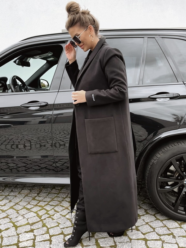 Czarny płaszcz Versada bez kaptura w stylu casual