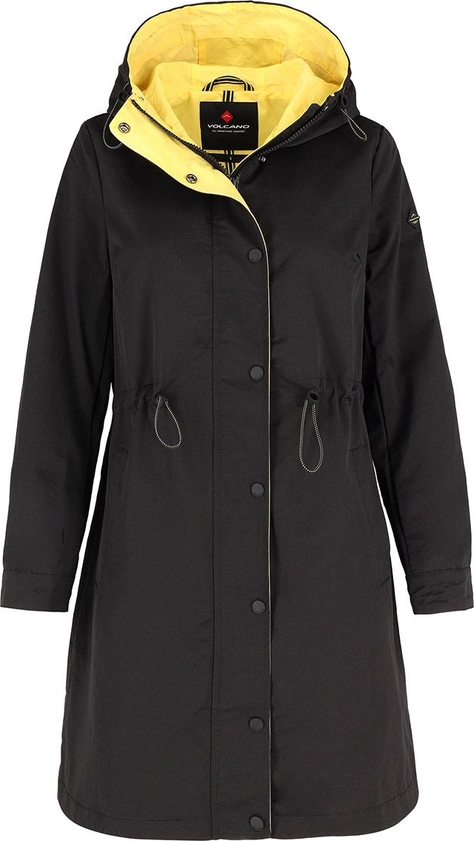 Czarny płaszcz Volcano w stylu casual z tkaniny