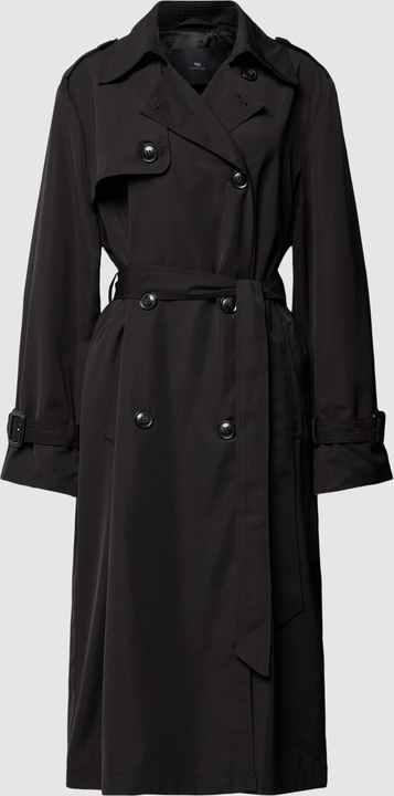 Czarny płaszcz Withblack taliowana bez kaptura w stylu casual