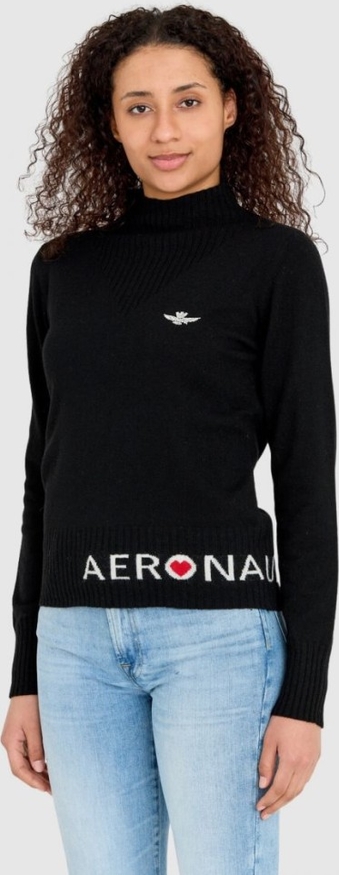 Czarny sweter Aeronautica Militare z kaszmiru