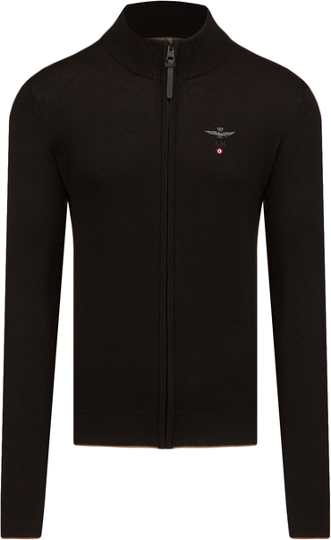 Czarny sweter Aeronautica Militare z wełny w stylu casual