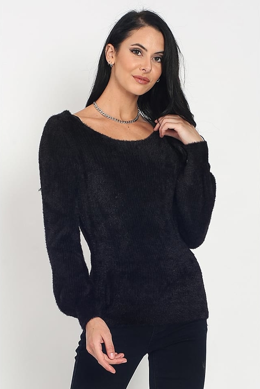 Czarny sweter ASSUILI z kaszmiru w stylu casual