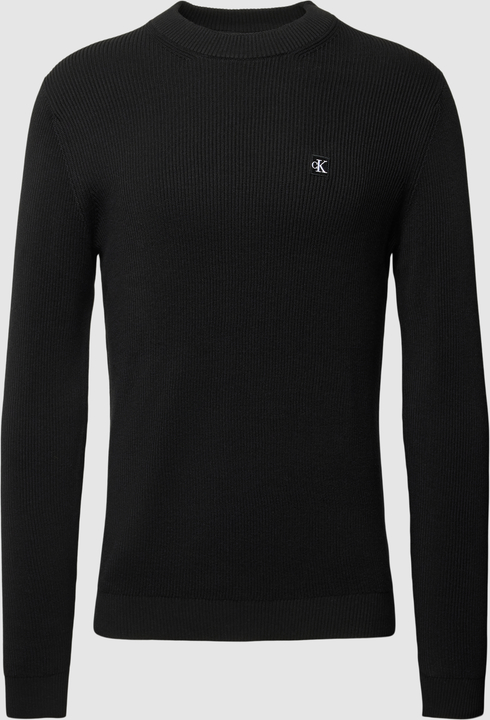 Czarny sweter Calvin Klein z bawełny z okrągłym dekoltem w stylu casual
