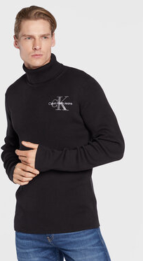 Czarny sweter Calvin Klein z golfem w stylu casual