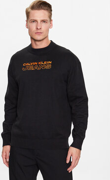 Czarny sweter Calvin Klein z okrągłym dekoltem w młodzieżowym stylu