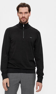 Czarny sweter Calvin Klein ze stójką w stylu casual