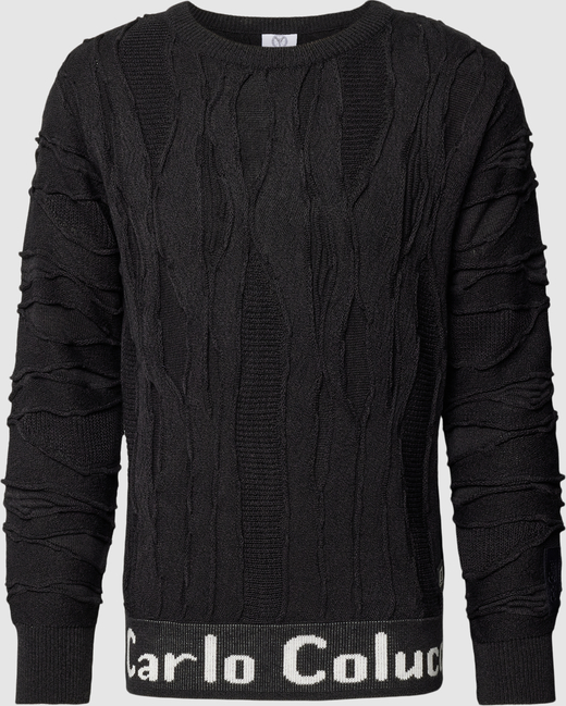 Czarny sweter Carlo Colucci w młodzieżowym stylu z bawełny