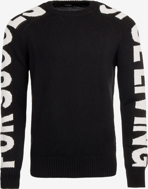 Czarny sweter Diesel w młodzieżowym stylu z okrągłym dekoltem