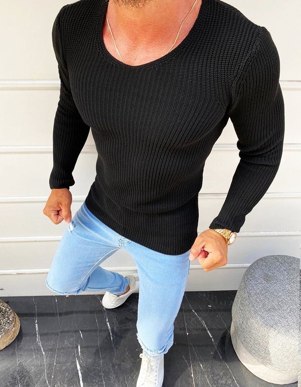Czarny sweter Dstreet w stylu casual