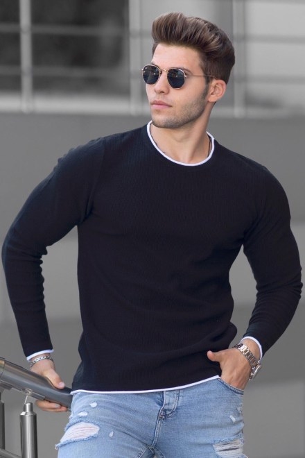 Czarny sweter Duuf w stylu casual