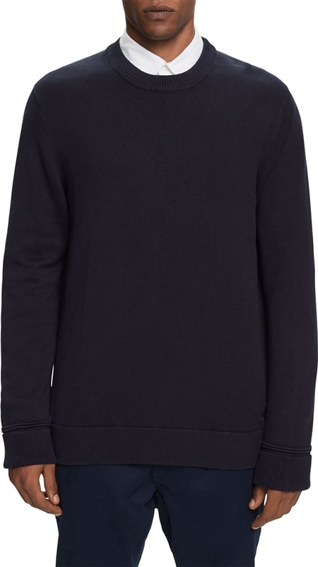 Czarny sweter Esprit z okrągłym dekoltem w stylu casual z bawełny