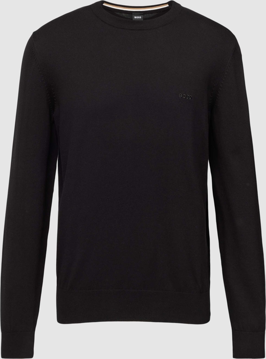 Czarny sweter Hugo Boss w stylu casual z bawełny z okrągłym dekoltem