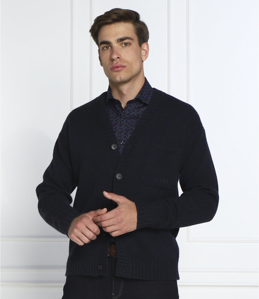 Czarny sweter Hugo Boss w stylu casual ze stójką z wełny