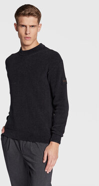 Czarny sweter Hugo Boss z okrągłym dekoltem w stylu casual