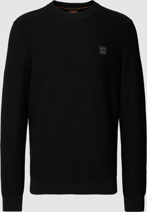 Czarny sweter Hugo Boss z okrągłym dekoltem z bawełny