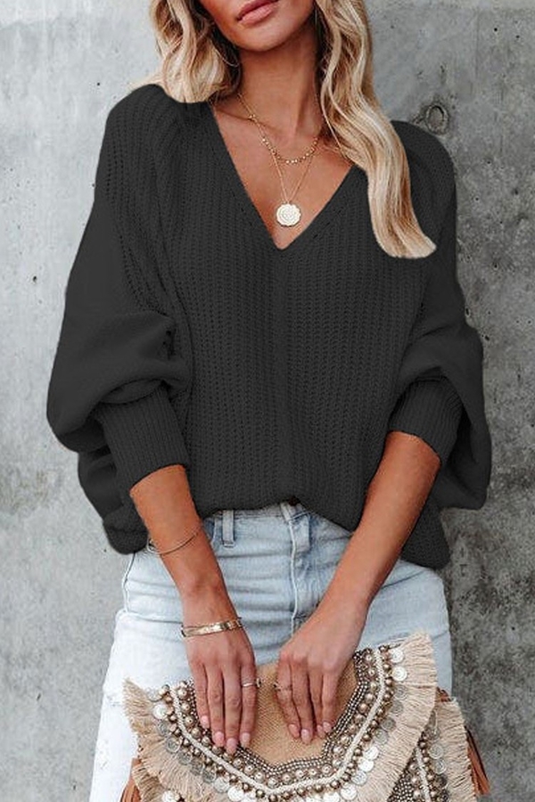 Czarny sweter IVET w stylu casual