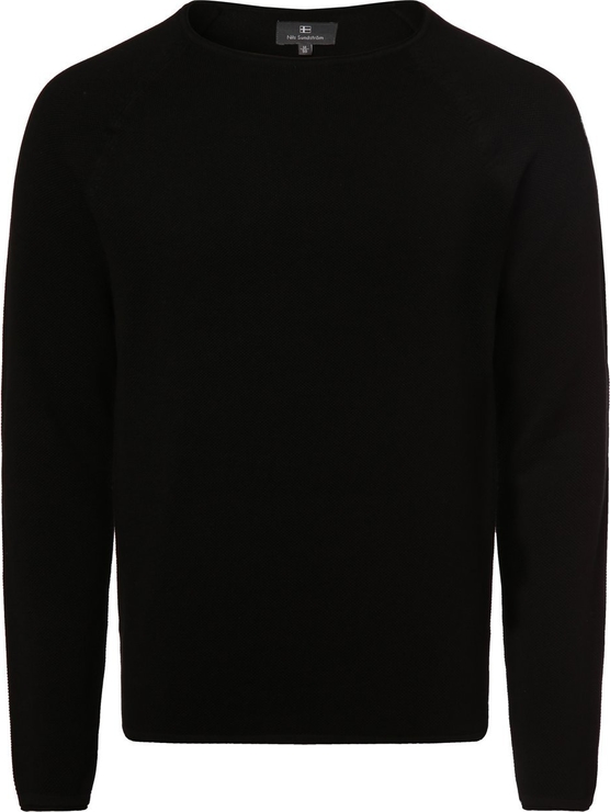 Czarny sweter Nils Sundström w stylu casual z bawełny z okrągłym dekoltem