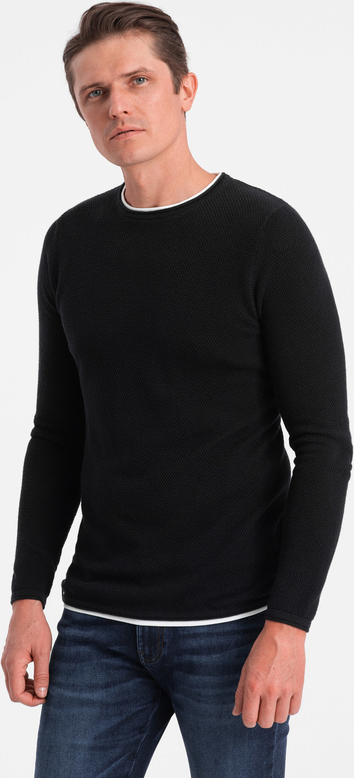 Czarny sweter Ombre z okrągłym dekoltem w stylu casual