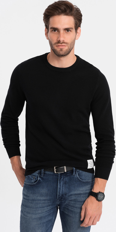 Czarny sweter Ombre z okrągłym dekoltem z bawełny w stylu casual