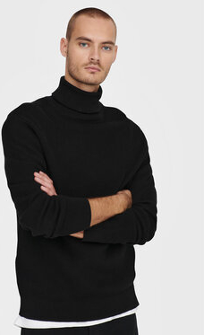 Czarny sweter Only & Sons w stylu casual z golfem