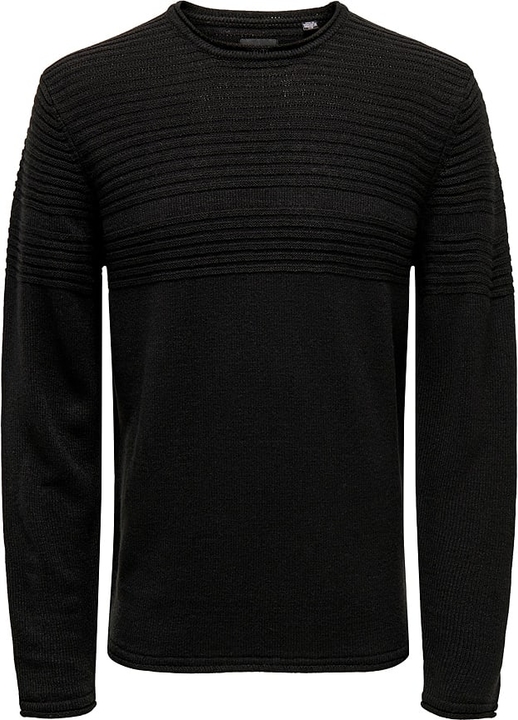 Czarny sweter Only & Sons w stylu casual z okrągłym dekoltem
