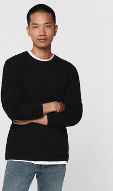 Czarny sweter Only & Sons z okrągłym dekoltem w stylu casual