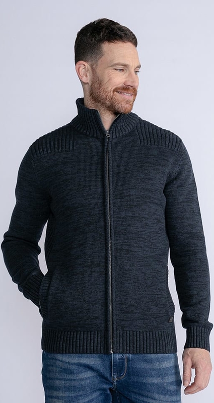 Czarny sweter Petrol Industries ze stójką w stylu casual z bawełny