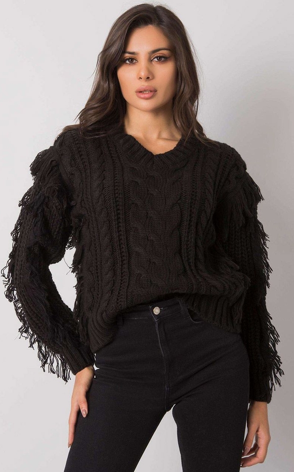 Czarny sweter Primodo.com w stylu boho
