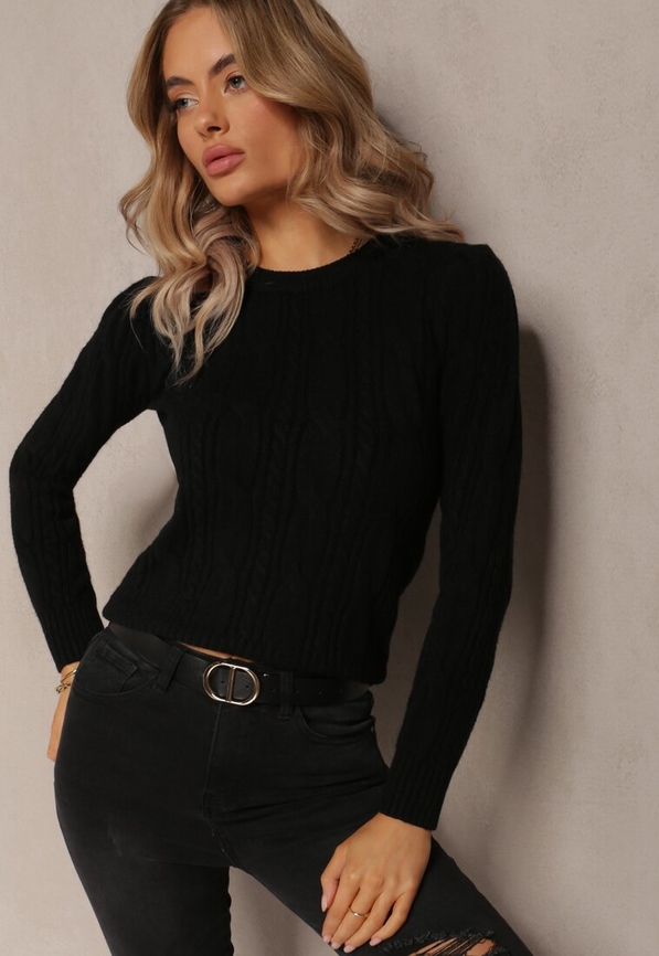 Czarny sweter Renee w stylu casual z wełny