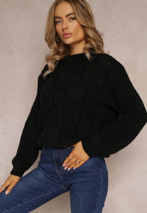 Czarny sweter Renee w stylu klasycznym
