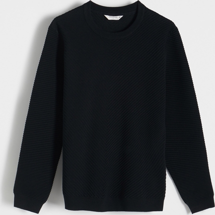 Czarny sweter Reserved z okrągłym dekoltem w stylu casual