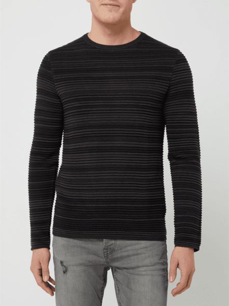 Czarny sweter Review w stylu casual z okrągłym dekoltem z bawełny