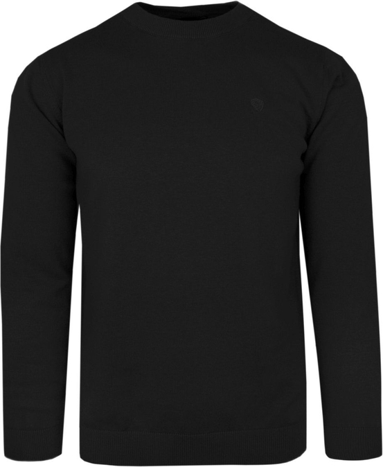 Czarny sweter Rigon z tkaniny w stylu casual z okrągłym dekoltem
