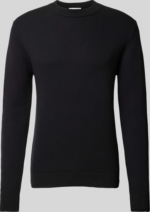 Czarny sweter Selected Homme z okrągłym dekoltem z bawełny w stylu casual