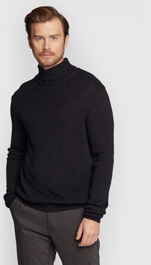 Czarny sweter Sisley w stylu casual z golfem
