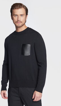 Czarny sweter Sisley w stylu casual z okrągłym dekoltem