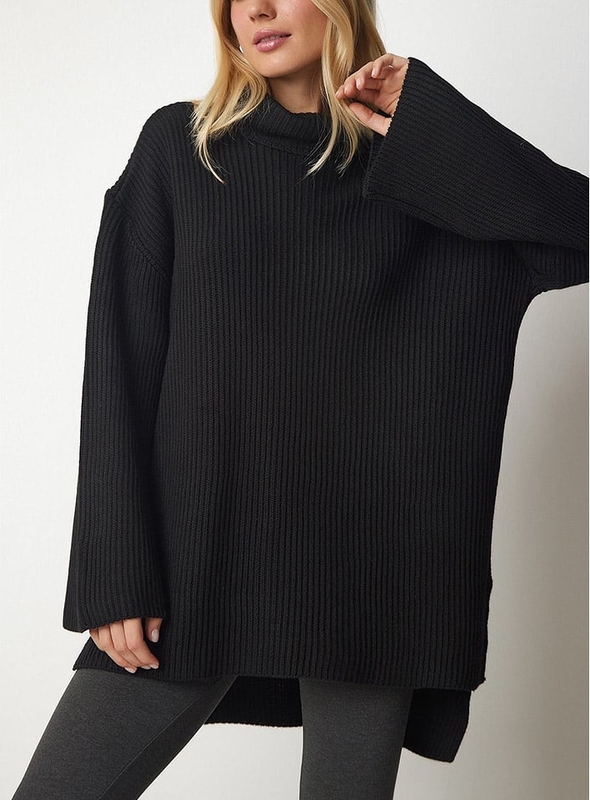 Czarny sweter So You w stylu casual