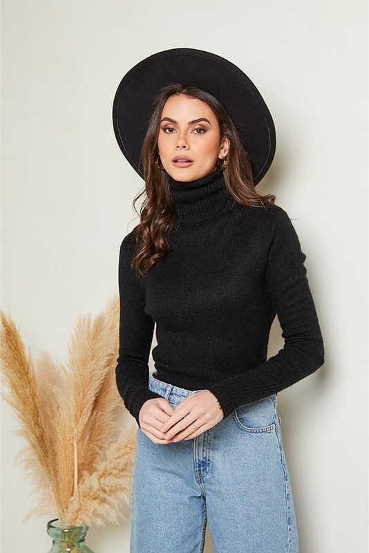 Czarny sweter Soft Cashmere w stylu casual