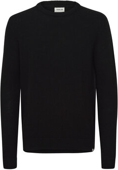 Czarny sweter Solid z okrągłym dekoltem w stylu casual