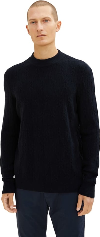 Czarny sweter Tom Tailor ze stójką w stylu casual