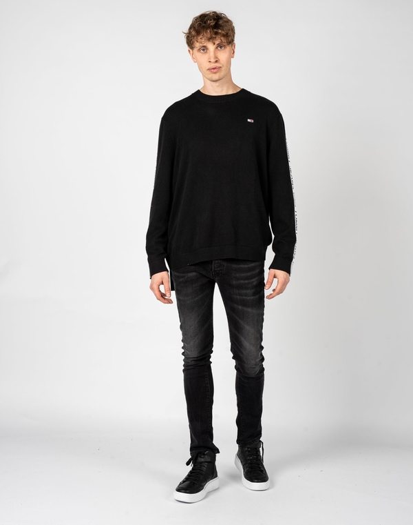 Czarny sweter Tommy Jeans z okrągłym dekoltem w stylu casual