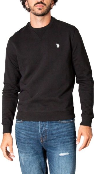 Czarny sweter U.S. Polo z bawełny w stylu casual z okrągłym dekoltem