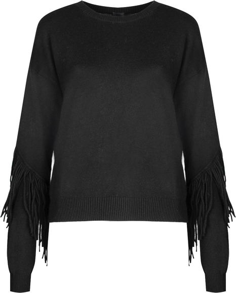 Czarny sweter ubierzsie.com z kaszmiru w stylu boho